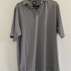 Black and White Striped Collared Shirt